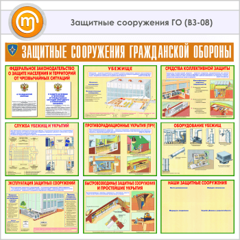 Плакаты «Защитные сооружения ГО» (ВЗ-08, 9 листов, А3)